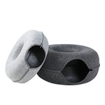 Four Seasons Cat Felt Tunnel Bed – Dual-Use Round Woolen Felt Cat Nest, Interactive Tunnel Toy, Removable Washable Grey Cat Cave Bed