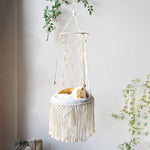 Macrame Hanging Cat Hammock Wall Bed – Handmade Boho Macrame Pet Swing Bed, Hanging Cat Bed, Cozy Wall Mounted Cat Hammock Gift