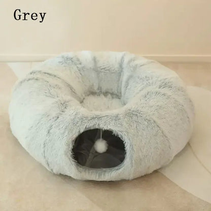 2 In 1 Round Tunnel Cat Beds – Cozy Hideaway & Play Tunnel